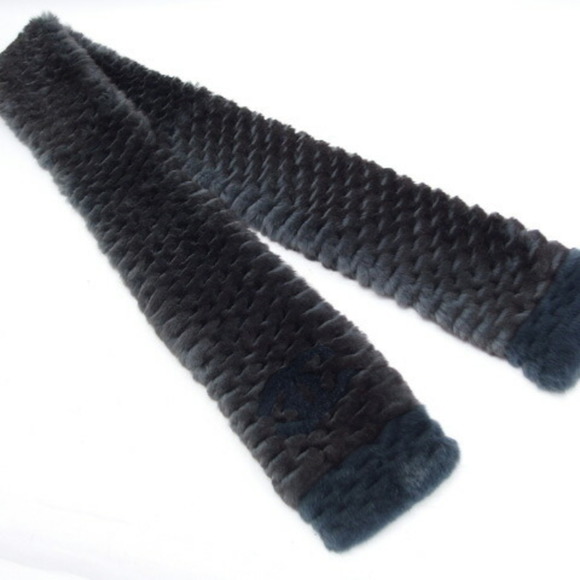 Chanel Orirag Scarf, Fur, Blue and Gray - Picture 6 of 10
